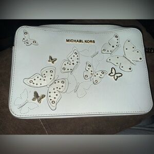 Michael Kors Butterflies JSI Large EW Saffiano Crossbody Bag optic white.